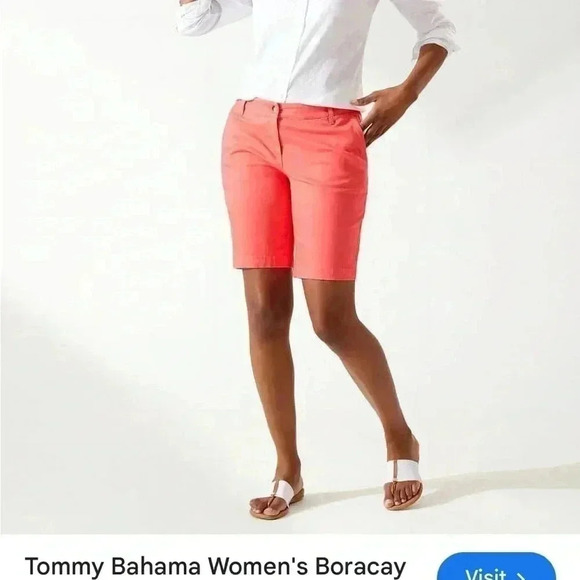 ❤️2/$30❤️[US4 Ins13”] Women's Tommy Bahama Boracay  Coral Bermuda Shorts Capris - Picture 9 of 9